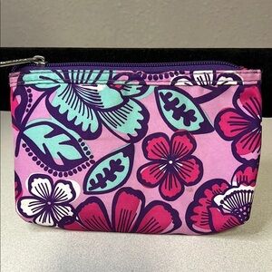 Modella Pink and Purple Cosmetic Bag with Tropical Print